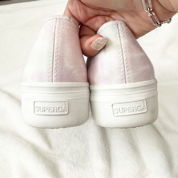 Superga pink tie dye platform sneakers size 8.5 41.5 lace up - Picture 3 of 9